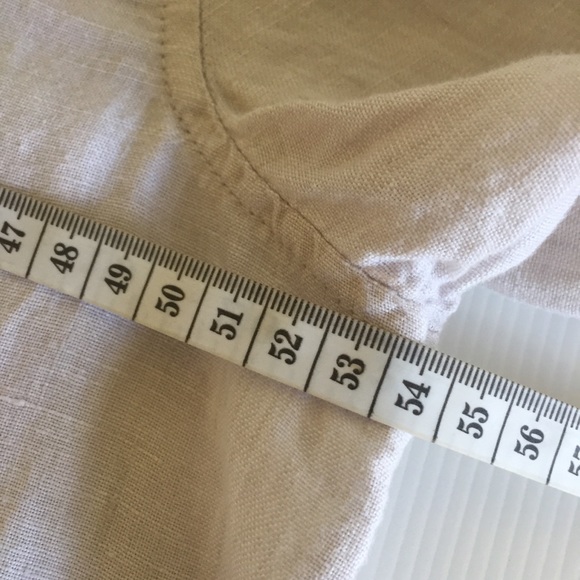 JONES NEW YORK linen womens L long line draw string jacket oatmeal gold tone NEW - Picture 14 of 16